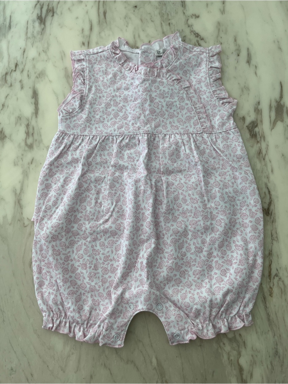 Kissy Kissy Pink Floral Bubble Romper with Ruffle Collar